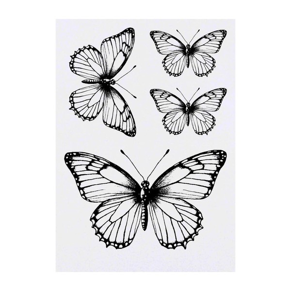 4 x 'Open Winged Butterfly' Temporary Tattoos - Water Resistant,