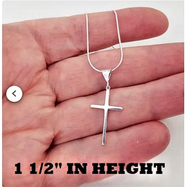 Fashion Jewelry FAITH CROSS CHRISTIAN Charm On 18" 925 Sterling Silver plated Snake Chain Women