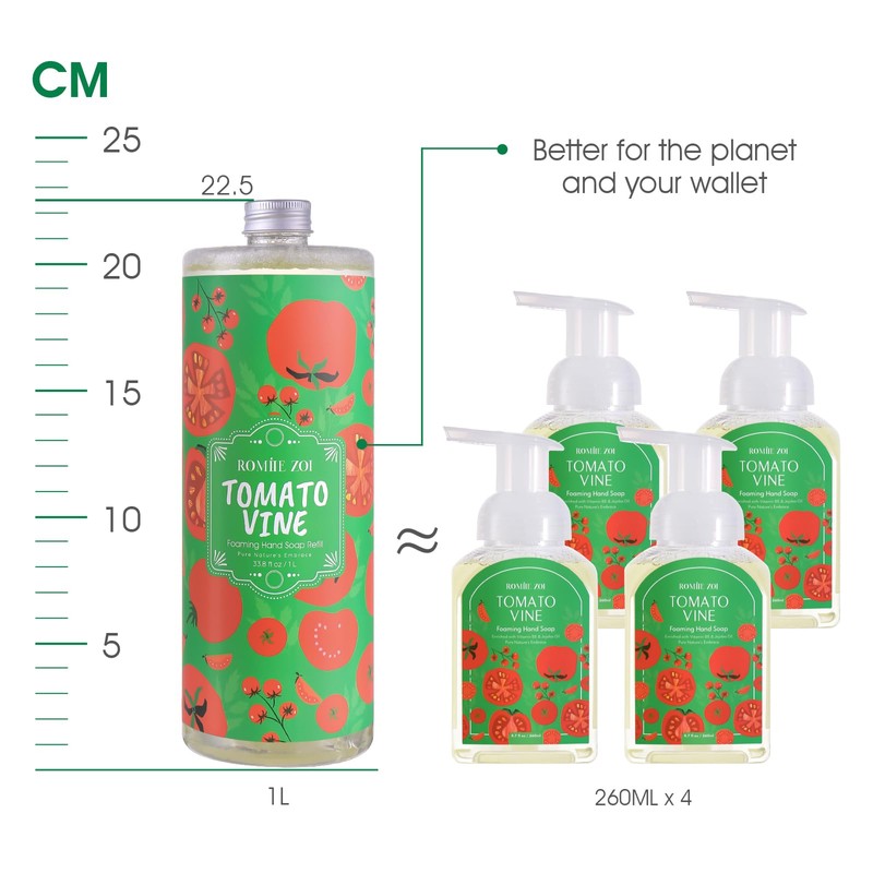 ROMIIE ZOI Liquid Hand Soap Refill, Tomato Vine, Gentle &
