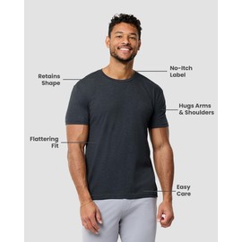 INTO THE AM Premium Men's Fitted Crew Neck Plain Essential Tall Tees - Modern Fit Fresh Classic Short Sleeve XLT T-Shirts for Men (Charcoal, Small)