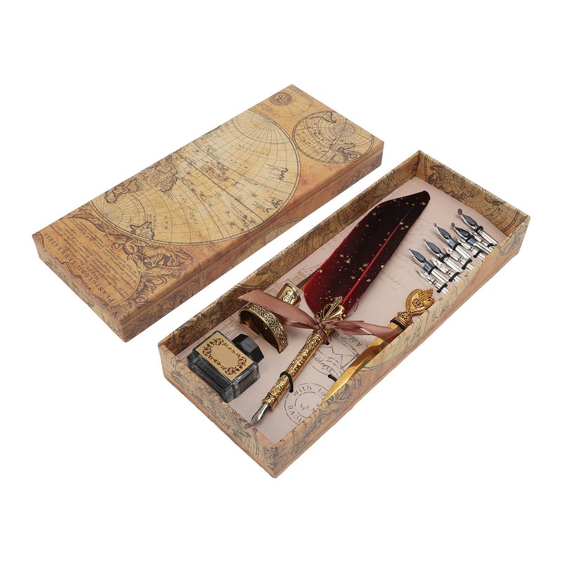 Quill Pen Set Exquisite Retro Smoothing Writing Feather Pen Caligraphy