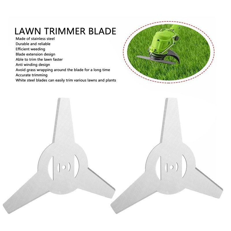 2Pcs 3 Teeth Brush Cutter Trimmer Blade Stainless Steel Lawnmower