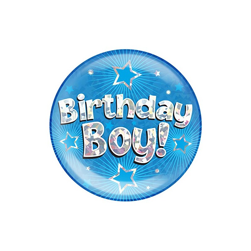 OAKTREE UK 633322 6" Jumbo Badge Birthday Boy Blue Holographic
