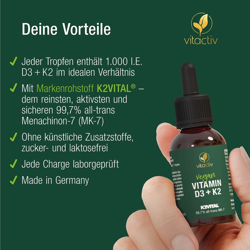 VITACTIV Vitamin D3 K2 Drops - K2VITAL 99.7% all-trans MK-7