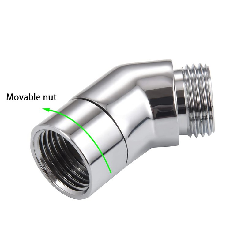 Carvedexquisitely Modern Copper Showerhead Elbow Adapter, 135 Degree Chrome, G1/2"