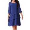 Seta T Women's Chiffon Dresses 3/4 Bell Sleeve Crewneck Tiered