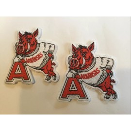 (2) Arkansas Razorbacks vintage IRON ON PATCHES Patch Lot 3" x 2.5” Hogs