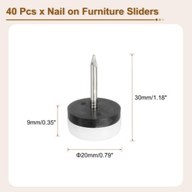 sourcing map Nail on Furniture Sliders, 40Pcs Plastic Chair Glides Nail in Chair Leg Floor Protectors Round Chair Table Feet Leg Pads for Hardwood Floors (White, 20mm/0.79")