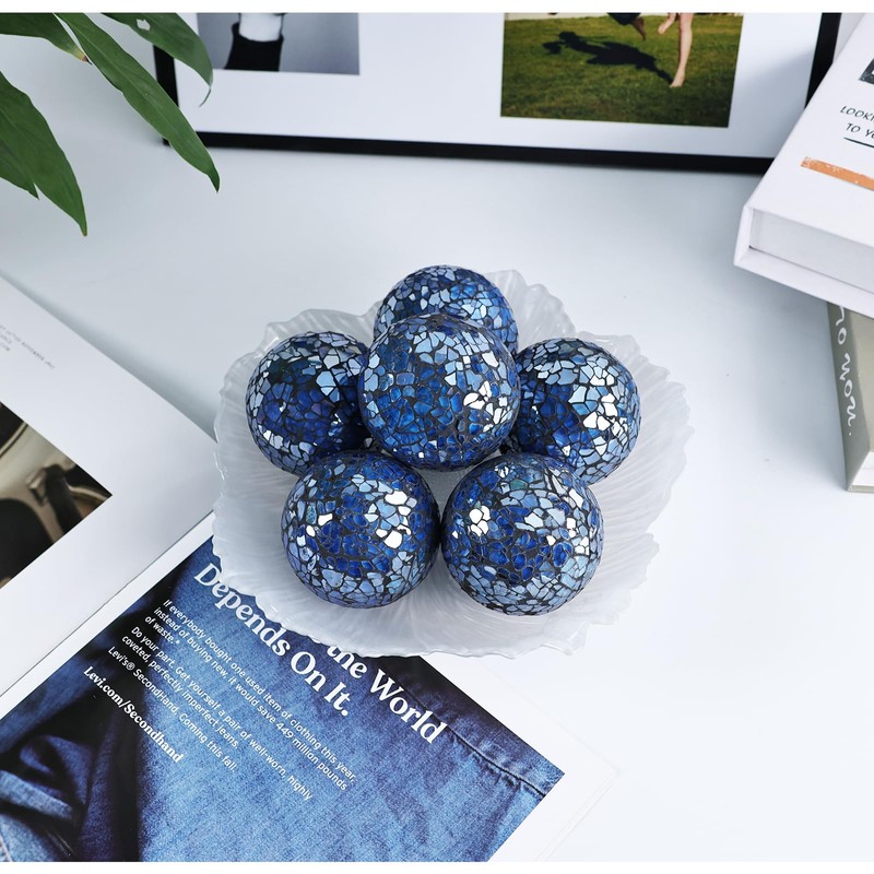 Yazikisa 2.5 Inch Glass Balls Decorative for Bowl Blue 6