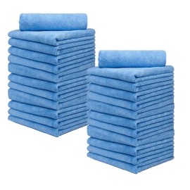 CarCarez 24 Pcs Microfiber Cleaning Cloth Rag no Scratch Towel Car Wash 16"x16" Blue