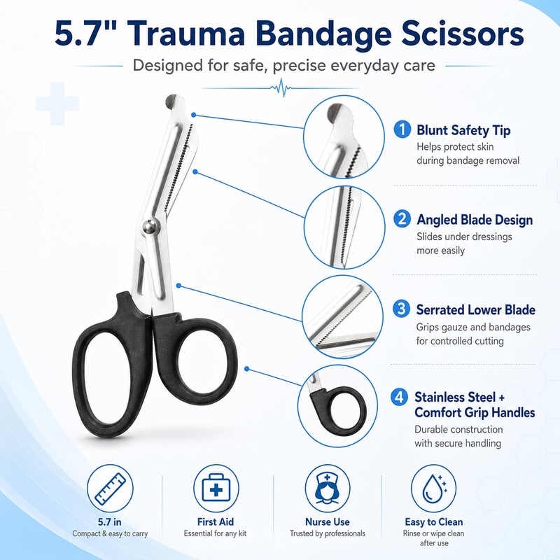 50Pcs Nurse Scissors for Badge Bulk,Trauma Shears for Nurses,5.7 Inch,Black