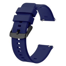 BISONSTRAP Correa de reloj de 18 mm, 19 mm, 20 mm, 21 mm, 22 mm, correas de silicona de liberación rápida para hombres y mujeres, Hebilla azul oscuro/negro, 19 mm, Deporte