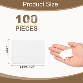 sourcing map 100 Pcs Earring Display Cards, 1.37"x1" Ring Cardboard Cards with 2 Holes Jewelry Paper Earring Packaging Cards for Selling Small Business Jewelry Making Keychain, White