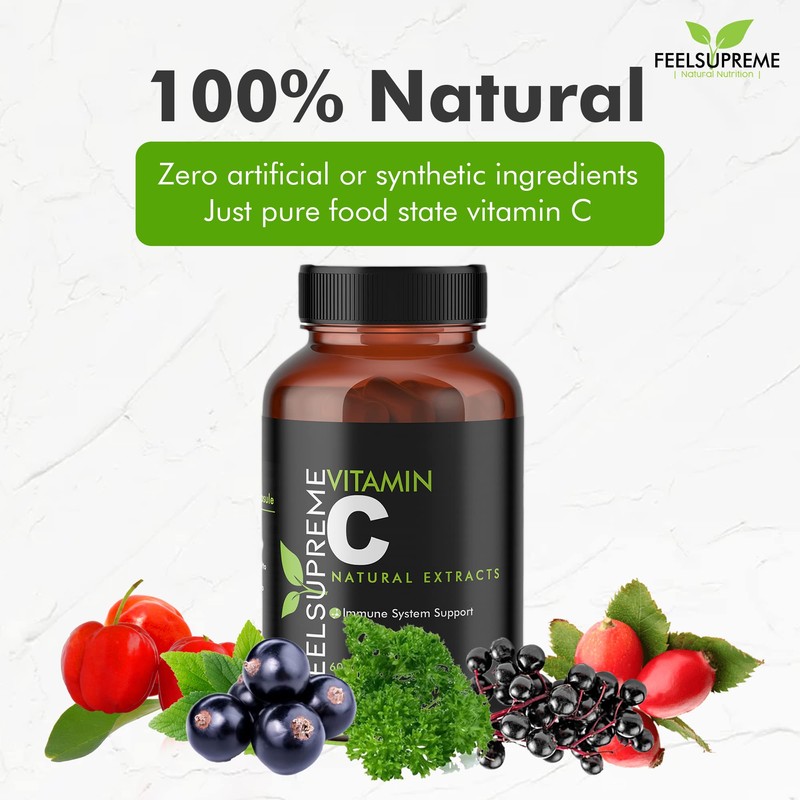 100% Natural Vitamin C 60 High Strength Food State Non-Synthetic