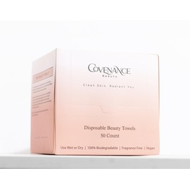 Disposable Beauty Towels, by Covenance Beauty - Ultra Soft Facial Towels - Double-Sided Face Towels for Makeup Removal & Gentle Exfoliating