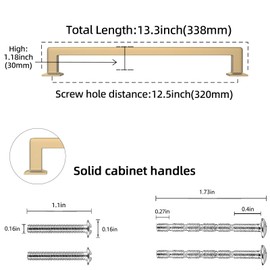 POVEFONK 6 Pack 12-3/5 inch(320mm) Champagne Bronze Kitchen Cabinet Handles Cabinet Pulls Gold Drawer Pulls Kitchen Cabinet Hardware Handles Dresser Handles