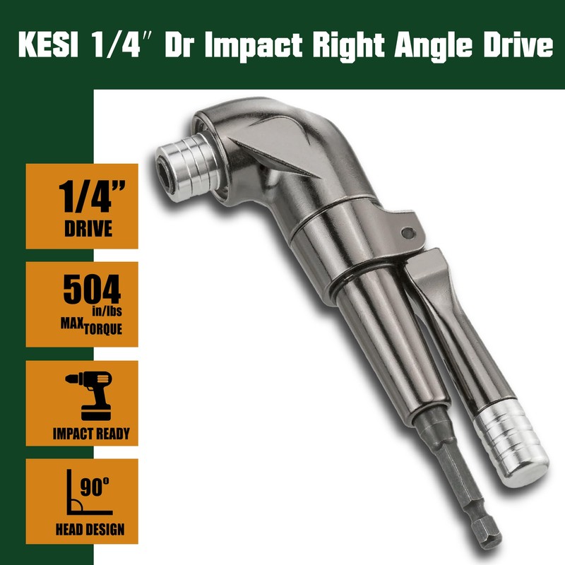 KESI Tool 1/4" Dr Impact Right Angle Drill Attachment, Right