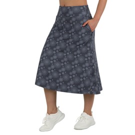 beroy Women 28" Long Skorts for Woman with 2 Pockets Modest Skirt with Shorts Underneath High Waisted Long Skorts for Women Dressy Casual Greyfloral S