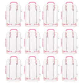 12 Pack Mini Suitcase Candy Box Travel Hard Suitcase Box Plastic Candy Boxes Box Transparent Tiny Jewelry Storage Cases for Wedding Party Decorations