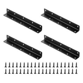 sourcing map 4Pcs L-Shaped Brackets Corner Brace, 0.98"x0.98"x7.87" Corner Bracket Shelf Bracket Right Angle Brackets for Wood Shelves Furniture (25x25x200mm, Black)