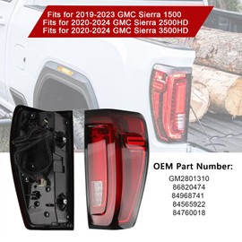 Jiacheng LED Type Tail Light Assembly Compatible with 2019-2024 GMC Sierra 1500 2500 HD 3500 HD, Right Passenger Side Taillights Rear Lamp Brake Light Replace GM2801310 86820474 84565922
