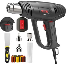 Heat Gun, TGK® 1800W Heavy Duty Hot Air Gun Kit 122℉~1202℉ Dual Temperature Settings with 3 Nozzle Attachments Overload Protection for Crafts, Shrink Wrapping/Tubing, Paint Removing, Epoxy Resin