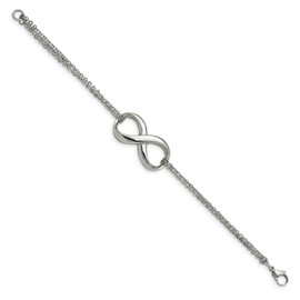 The Black Bow Infinity Symbol Double Strand Bracelet in Stainless Steel, 7.5 Inch