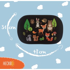 HECKBO 2x car sun visor with 8 suction cups - Forest animals - 48x31cm - car window side sunshade car sun visor side for baby kids girls boys incl. Bag