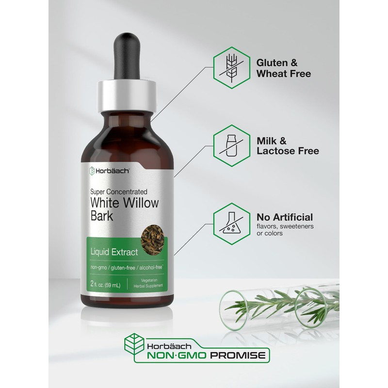 Horbäach White Willow Bark Extract Tincture | 2 Fl oz