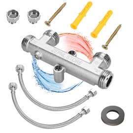 595926 Brass Sensor Valve Kit for premier 500800&500805 & grund-fos Instant Hot Water Recirculating,Replace 367010&595926 Old Plastic Valve,2x12" Supply Lines, 2x1/2 to 3/8" Reduced Fittings