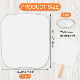 Church Fans Handheld Set Included Blank Cardstock Wavy Wooden Sticks Double Sided Tape Fan Handle Craft Sticks Church Fans for DIY Crafting Painting Hand Held Parlor(75 Sets)