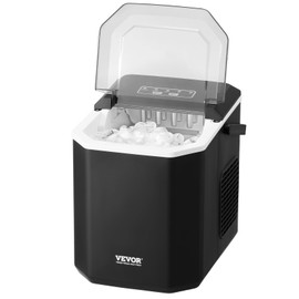 VEVOR Countertop Ice Maker, 9 Cubes Ready in 6 Mins, 26lbs in 24Hrs, Self-Cleaning Portable Ice Maker with Ice Scoop and Basket, Ice Machine with 2 Sizes Bullet Ice for Home Kitchen Office Bar Party
