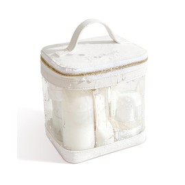 Rownyeon Clear Pouch, PVC Transparent Vinyl Pouch, Functional, Large Capacity, Cosmetics Storage, Small Storage, Waterproof, Pouch, Everyday Use, Business Trip, Travel, Makeup, Brush, Bag, Cosmetic