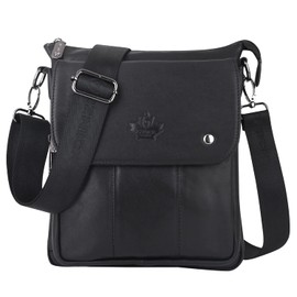 ZZNICK Genuine Leather Messenger Bag, Sling Bag Crossbody Shoulder Bags for Travel Work Business, Black-2303, M