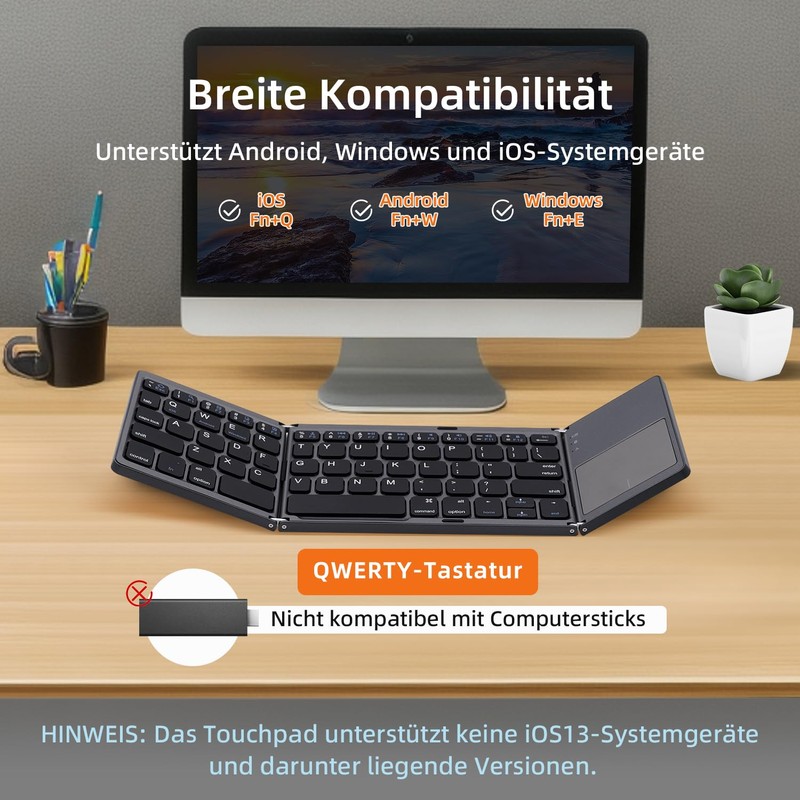 Mcbazel Faltbare Tastatur Bluetooth 5.0 mit Touchpad, Tragbare Kabellose Tastatur