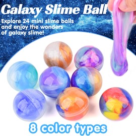 24 Pack Galaxy Slime Ball, Slime Party Favor for Kids, Stretchy, Non-Sticky, Mess-Free, Super Soft Sludge Toy, Birthday Gifts for Boys & Girls, Classroom Rewards, Goodie Bag Stuffers