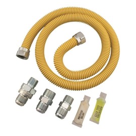 Dormont SafetyShield with SmartSense Stainless Steel Standard Gas Connector Kit w/Bag, 5/8" OD x 1/2" ID x 36" L, No-Neck Design, 1/2" MIP x 3/4" MIP x 1/2" MIP Excess Flow Valve & Thermal Shutoff