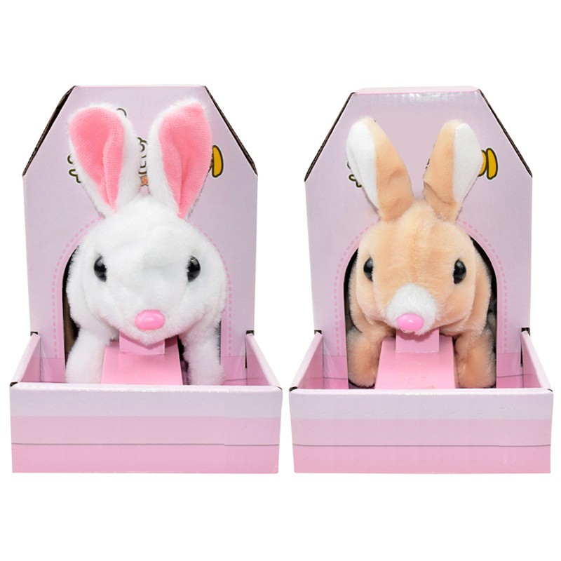 Electric Rabbit Plush Toy Battery Operated Stuffed Bunny Jumping Wiggle