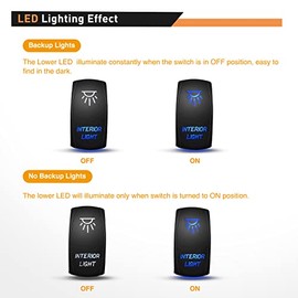 GOOACC GOOACC Interior Light Rocker Switch LED Light Bar 5Pin Laser On Off LED Light 20A 12V 10A 24V Switch Jumper Wires Set for Jeep Boat Trucks,2 Years Warranty