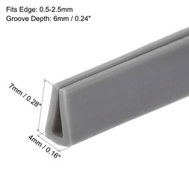 uxcell Edge Trim U Seal Extrusion, Silicone Gray U Channel Edge Protector Sheet Fits 0.5-2.5mm Edge 3Meters/9.84Ft Length