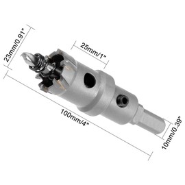 23mm Carbide Hole Cutter, TCT Hole Saws,Tungsten Carbide Tipped Hole Cutter for 5mm Stainless Steel Sheet Metal,Metal Plate, Aluminum (1 Pcs)