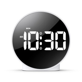 AMIR Alarm Clocks for Bedrooms, LED Electronic Clock, Small Desk Clock with 2 Alarms, Snooze, Dimmable Alarm Days Set 12/24H Display, Bedside Clock for Home