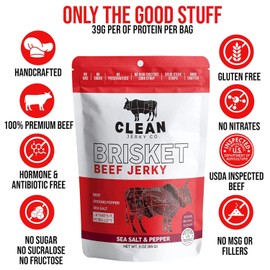 Clean Jerky Co. Old Fashioned Dry Zero Sugar Beef Jerky | Salt & Pepper – Flavorful High Protein Snacks | Healthy Snacks for Adults | Made with 100% Beef | No MSG, No Sugar, No Nitrates, No High Fructose Corn Syrup, No Junk