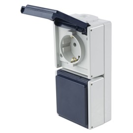 as - Schwabe as - Schwabe 2-fach Steckdose senkrecht - Aufputzsteckdose -mit Klappdeckel - Feuchtraumsteckdose - UV-best?ndig - Anschluss Leitungen bis max. 2,5mm2 - 230V/10A - IP54 - grau - Made in Germany, 62462