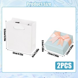 Small Gift Box and Gift Bag 7.5x7.5x3.5cm Kraft Jewellery Gift Box with Bow-Knot Pink Small Boxes for Gifts Bracelet Ring Earring Necklace Jewellery Gift Boxes with Lids for Presents (blue pink)