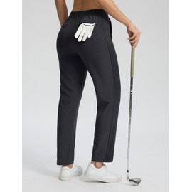 Seamaid Women's Golf Pants with Deep Pockets Travel Pants for Athletic Stretch UPF 50+ Black XL