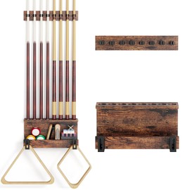 WHEARTED Wall Mount Pool Stick Holder, Billiards Pool Cue Rack