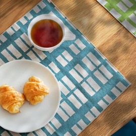 &NE NHK-073-KSBL Place Mat, Koshi Blue, Made in Japan, Fabric, Japanese Lunch Mat, Multi-purpose, Cute, Multicolor, Colorful, Stylish, Kitchen, Table, Rectangle, Gift, Present, Tableware, Meal, Rug,