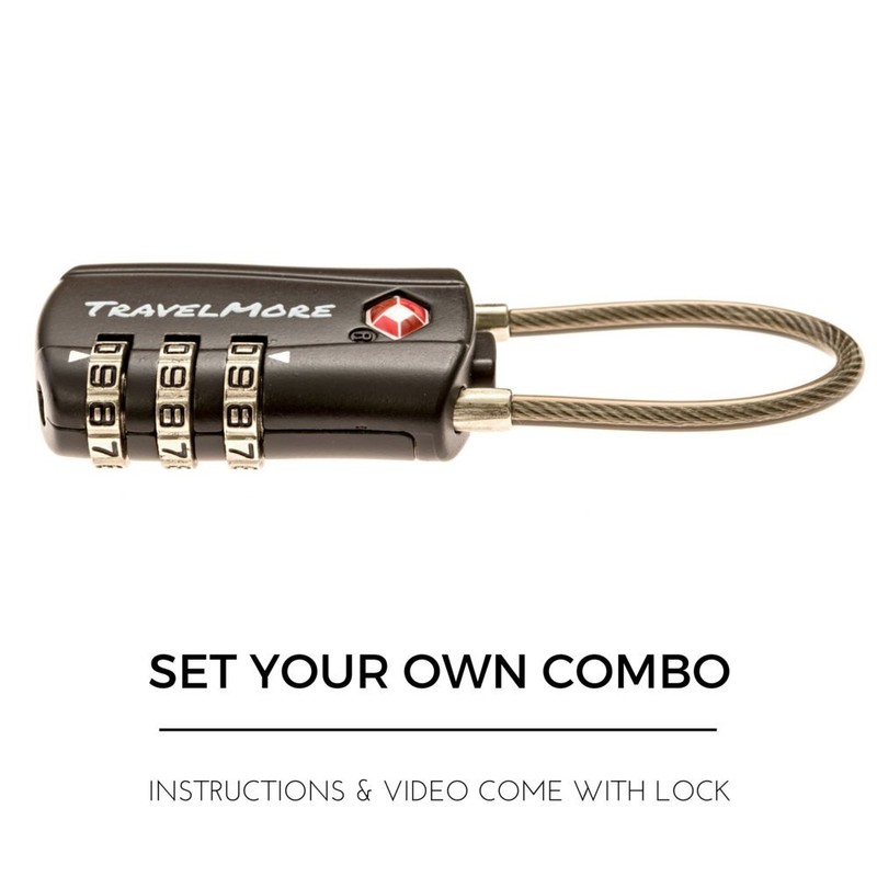 TravelMore 10 Pack TSA Approved Travel Combination Cable Luggage Locks