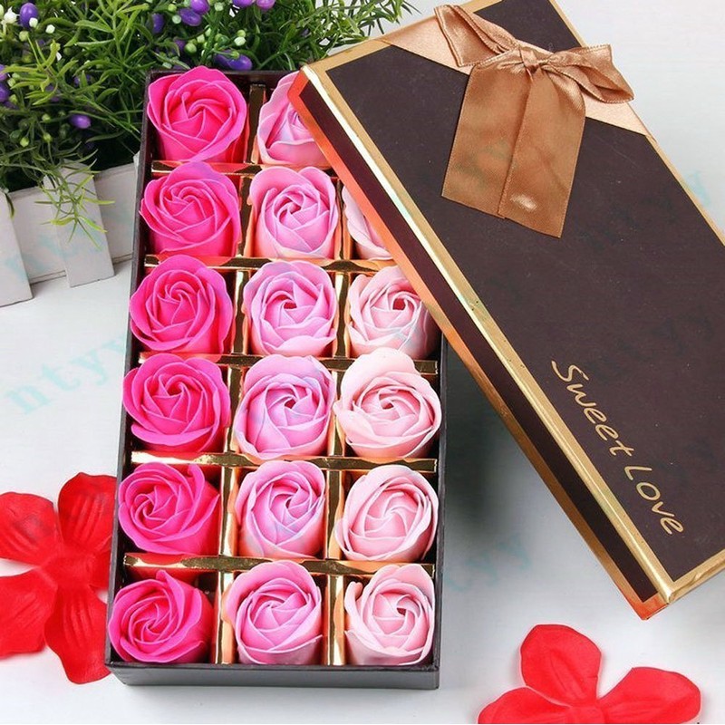 XLKJ 18 pieces rose scented soaps in gift box